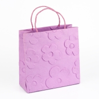 Dárková taška růžová s květinami 20x20cm