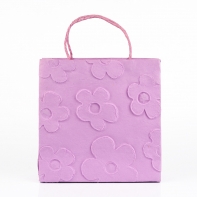 Dárková taška růžová s květinami 20x20cm