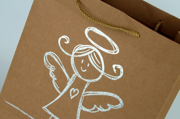 Dárková taška Veselé Vánoce hnědá L