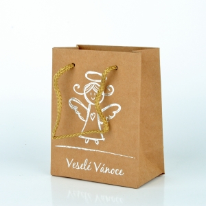 Dárková taška Veselé Vánoce hnědá M