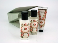 Dárkové balení kosmetiky Růže - tělové mléko 50ml, sprchový gel 50ml, krém na ruce 30ml