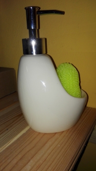 Dávkovač mýdla Levandule s houbičkou 19cm - nestejnoměrná glazura dek4486