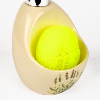 Dávkovač mýdla Levandule s houbičkou 19cm - nestejnoměrná glazura dek4486