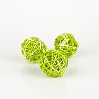 Dekorace a stůl koule ratan 6cm zelená