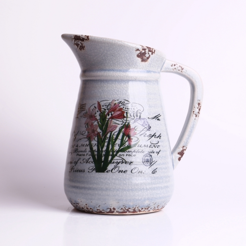 Dekorace do bytu - Keramický džbán modrý 20x16cm