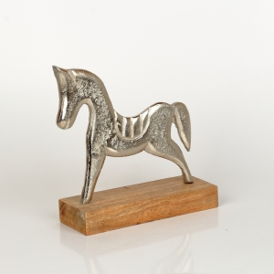 Dekorace do bytu koník hliník na podstavci 22cm