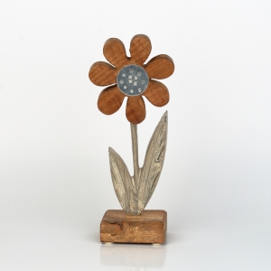 Dekorace do bytu květina hliník dřevo 24cm