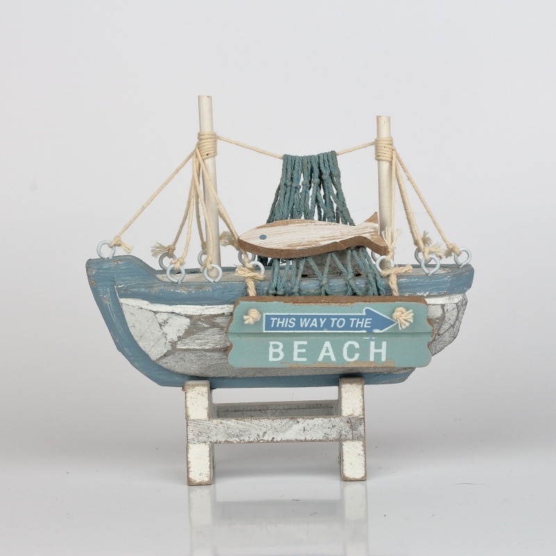 Dekorace do bytu rybářská loď 13x6x15cm