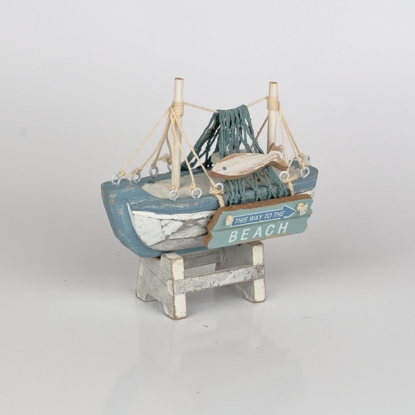 Dekorace do bytu rybářská loď 13x6x15cm
