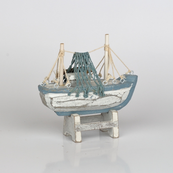 Dekorace do bytu rybářská loď 13x6x15cm