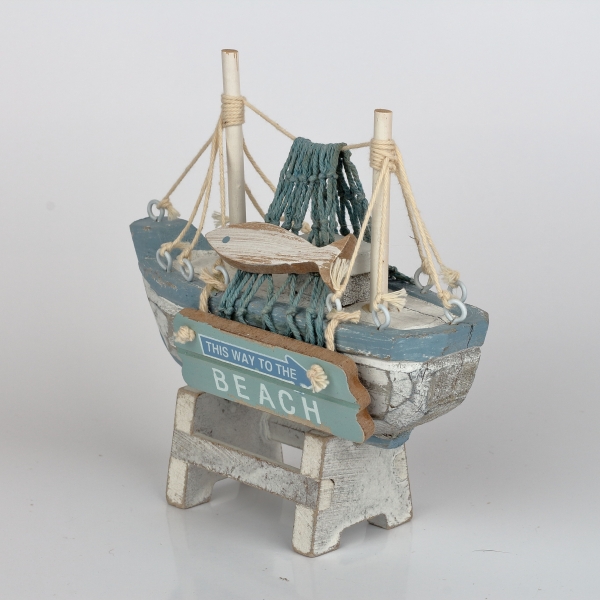 Dekorace do bytu rybářská loď 13x6x15cm