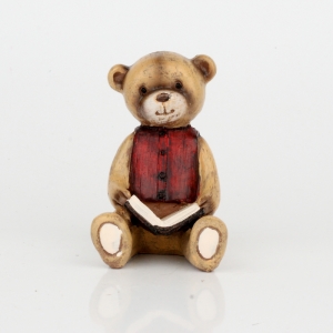 Dekorace do dětského pokoje -  soška medvídka s knížkou 8cm