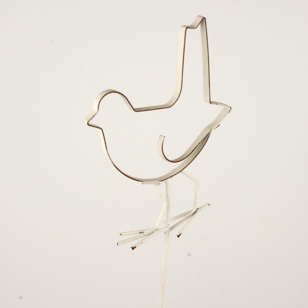 Dekorace do květináče ptáček bílý 54cm