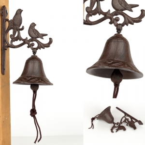 Dekorace do zahrady zvonek dva ptáci 24cm 