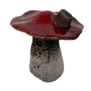 Dekorace domeček houba keramika 9x9x10,5cm Typ B