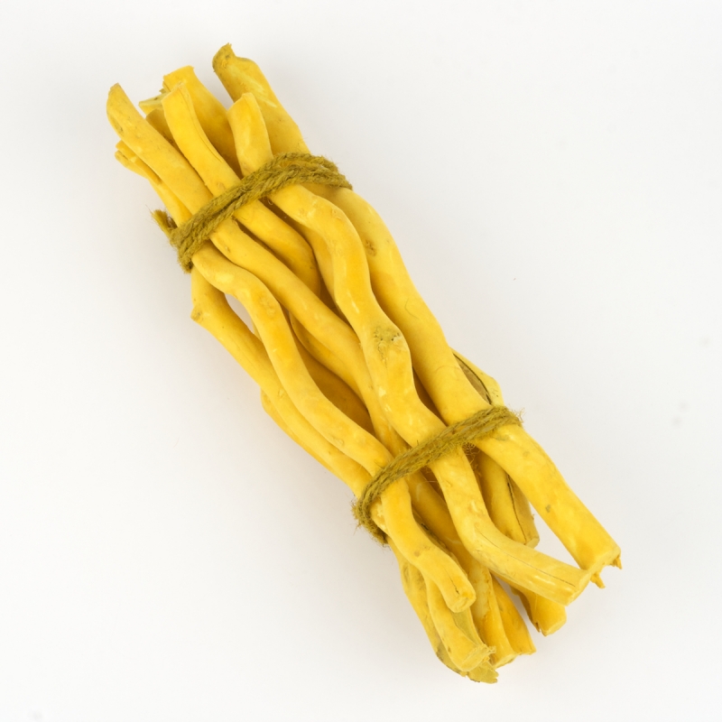 Dekorace dřevo Kuwa cieta flock žluté 37x10cm