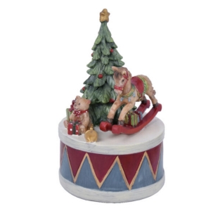 Dekorace hrací skříňka Christmas modrá 9x16x9