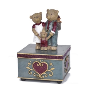 Dekorace hrací skříňka Medvídci 12x21x12cm