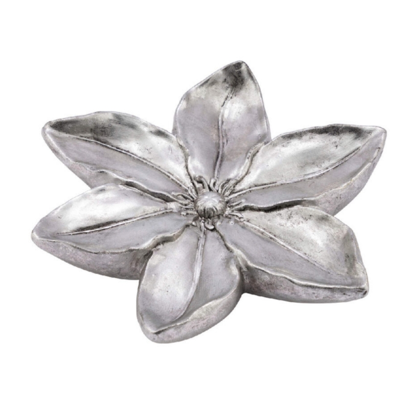 Dekorace květina stříbrná 16 x 16 x 4 cm 