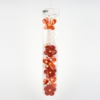 Dekorace motýl kytka červená