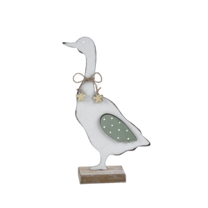 Dekorace na chalupu kachna pastelová bílá 25cm