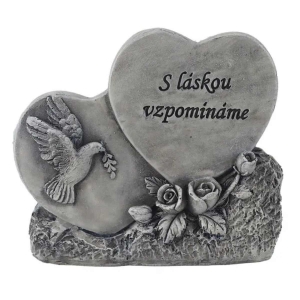 Dekorace na hrob – pietní srdce „S láskou vzpomínáme“ 12,5 cm