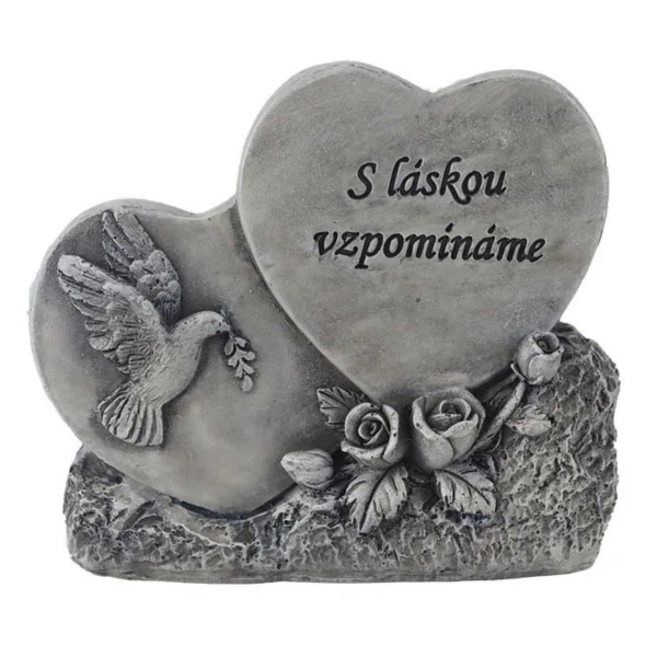 Dekorace na hrob – pietní srdce „S láskou vzpomínáme“ 12,5 cm