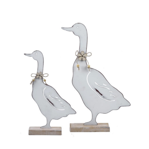 Dekorace na podstavci bílá husa větší