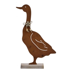 Dekorace na podstavci rezavá husa E2424