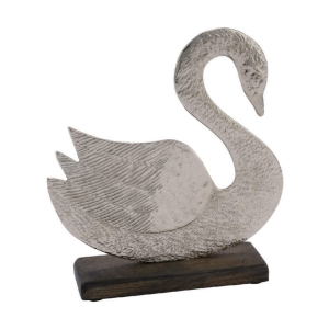 Dekorace na podstavci stříbrná labuť 20,4 x 5 x 21,8 cm větší
