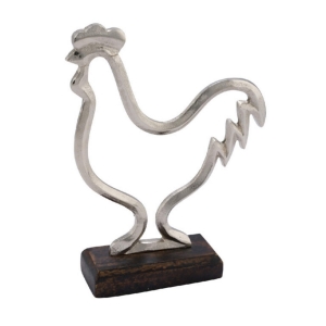 Dekorace na podstavci stříbrný kohout v lince 20 x 5,4 x 25 cm větší