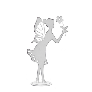 Dekorace na podstavci víla s květinou bílá 23x13,5 cm