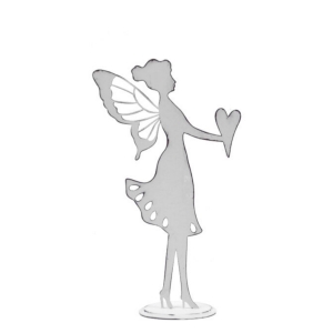 Dekorace na podstavci víla se srdcem bílá 24x13,5cm    