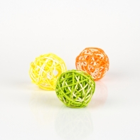 Dekorace na stůl koule ratan 6cm oranžová