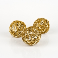 Dekorace na stůl ratan koule 8cm hnědá