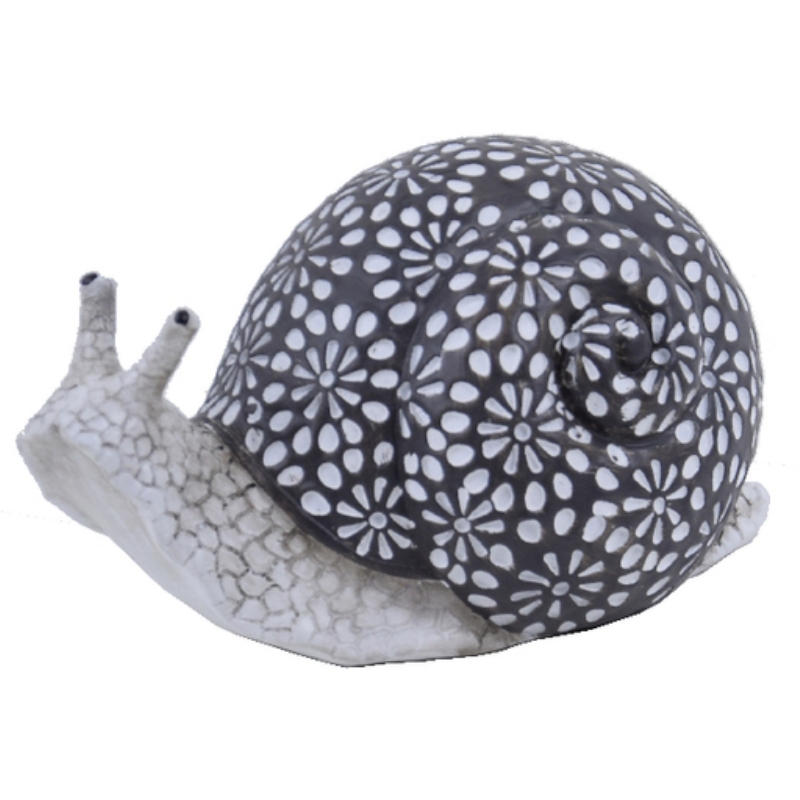 Dekorace na zahradu šnek s květovanou ulitou 