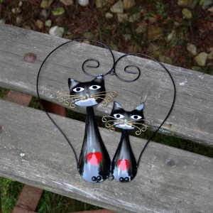 Dekorace na zeď kočičí srdce plech, 28 cm