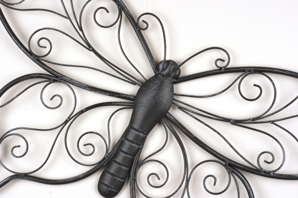 Dekorace na zeď motýl tmavý kov 64cm