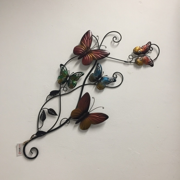 Dekorace na zeď motýlí hejno 38×74×3cm