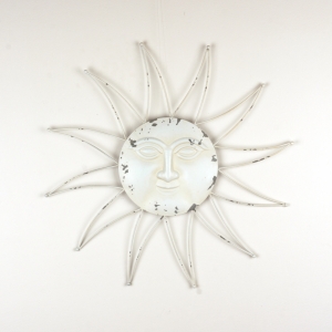 Dekorace na zeď sbílé slunce s patinou 60cm