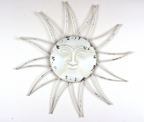 Dekorace na zeď sbílé slunce s patinou 60cm