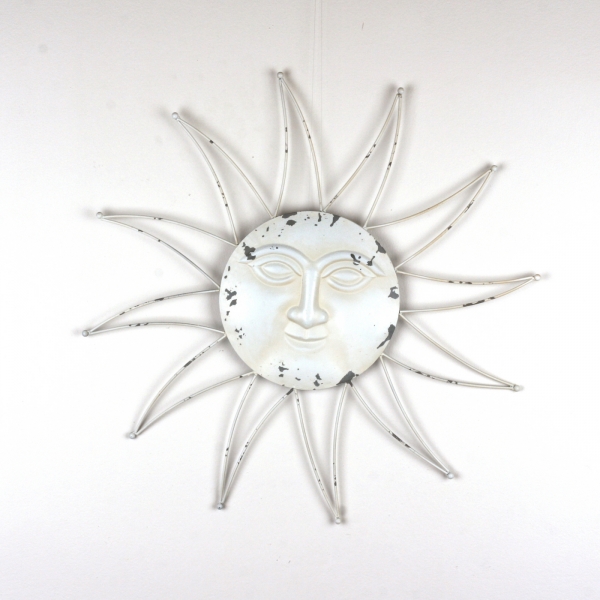 Dekorace na zeď sbílé slunce s patinou 60cm