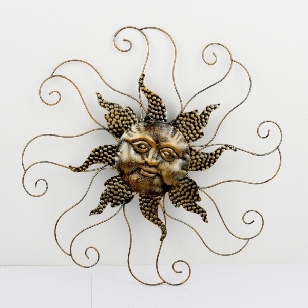 Dekorace na zeď slunce zlaté 65cm