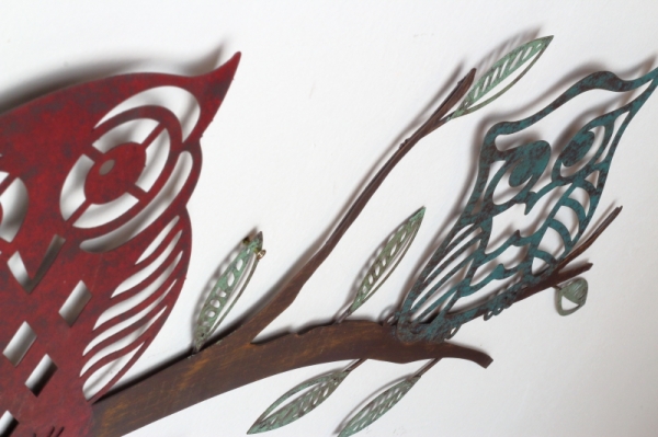 Dekorace na zeď sovy 74x35cm