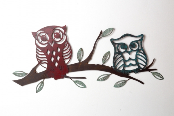 Dekorace na zeď sovy 74x35cm