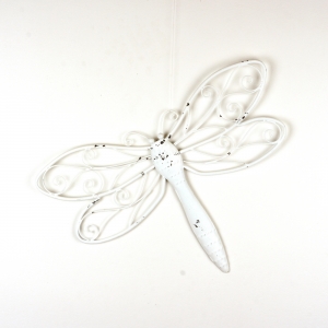 Dekorace na zeď vážka bílá 60cm