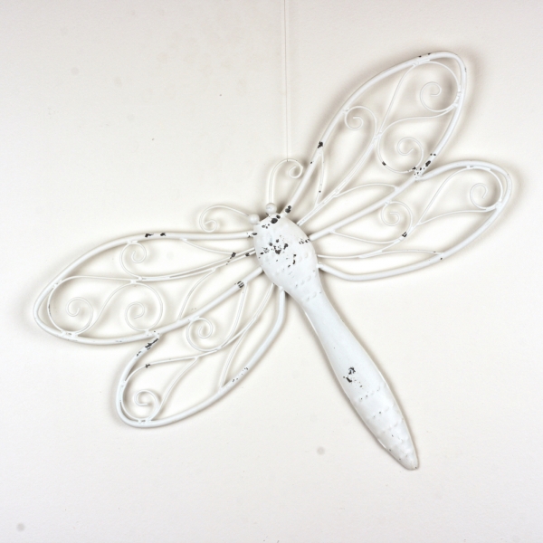 Dekorace na zeď vážka bílá 60cm