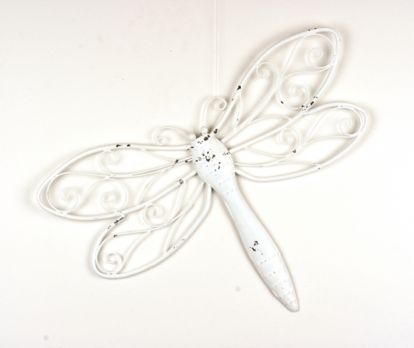 Dekorace na zeď vážka bílá 60cm