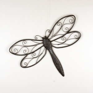 Dekorace na zeď vážka tmavý kov 60cm