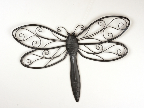 Dekorace na zeď vážka tmavý kov 60cm